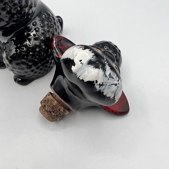 Vtg Redware Black Poodle Figurine Drink Liquor Decanter Kitsch Barware 8" Japan - Picture 7 of 12